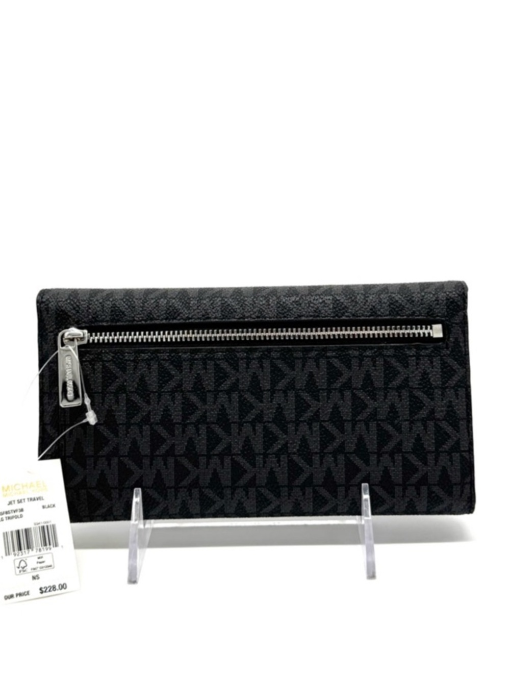 Michael Kors Large Trifold Wallet Black Signature - Picture 3 of 7